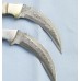 A pair of Damascus Karambit Knives With Stag & Ram Horn(ST20)