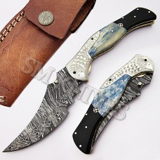 Stunning Handmade Damascus Folding Knife(SMF33)