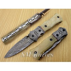 Damascus Blade With Camel Bone , Bolster Handle (SMF65)
