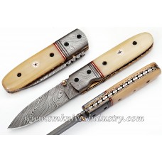 Custom Made Damascus Pocket Folding Knife best Offer price (Smk1005)