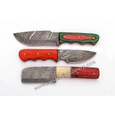 Custom HAnd mAde Damascus Fix Blade Knives Lot Of 3 (Smk1012)